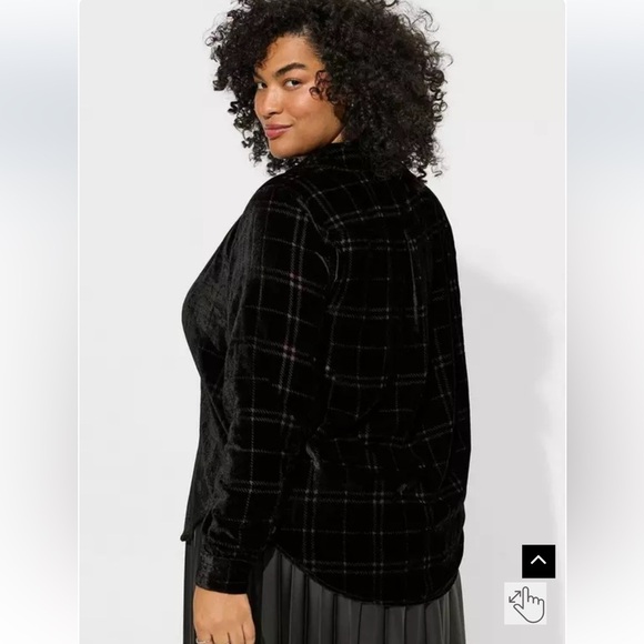 Torrid Madison Velvet Burnout Button Up Shirt - Picture 3 of 8